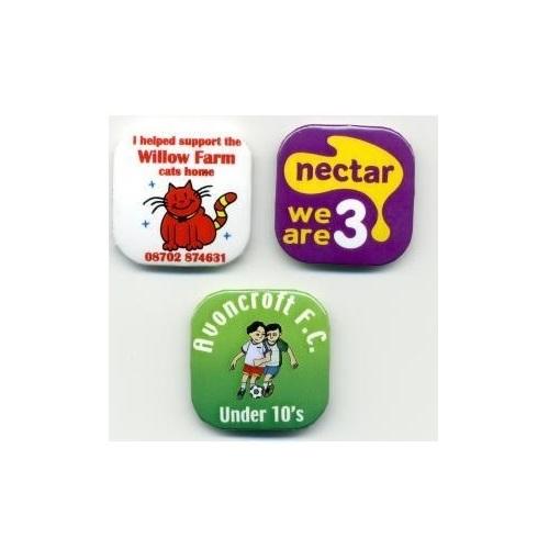 Branded 32mm Square Button Badges